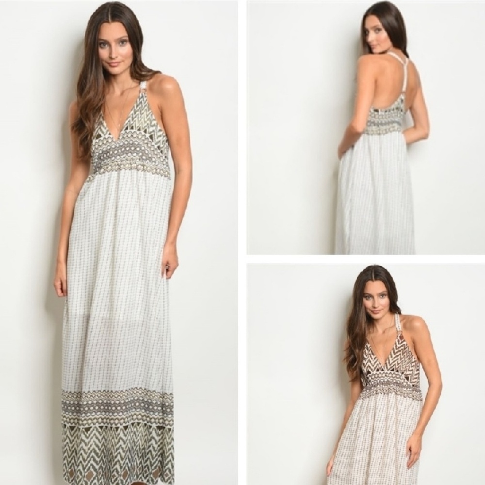 Women's Boho Style Sexy Back Maxi Dress Boutique